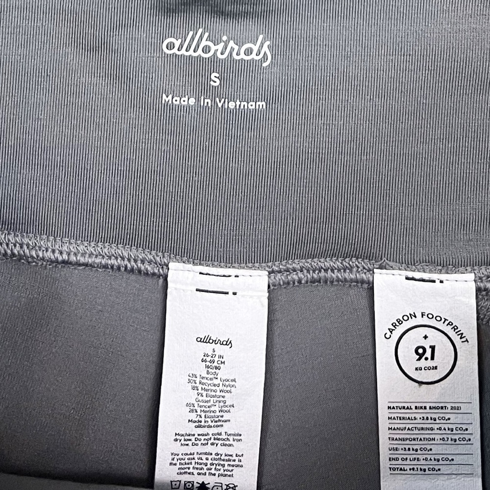 NWT Allbirds Womens Natural Bike Shorts Merino Wool Blend Grey - Picture 7 of 10